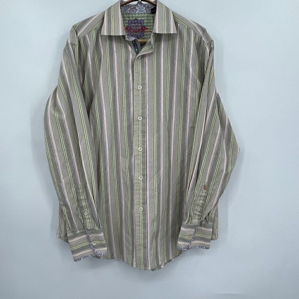 Robert Graham Multicolor Long Sleeve Stripes Button Up Shirt Size Large